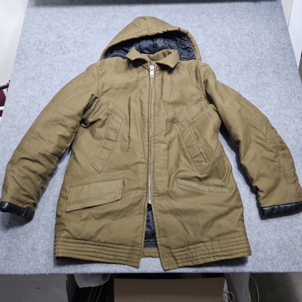 Vtg Golden‎ Fleece Jacket Mens Brown Military Style Snorkel Parka Coat Large 44